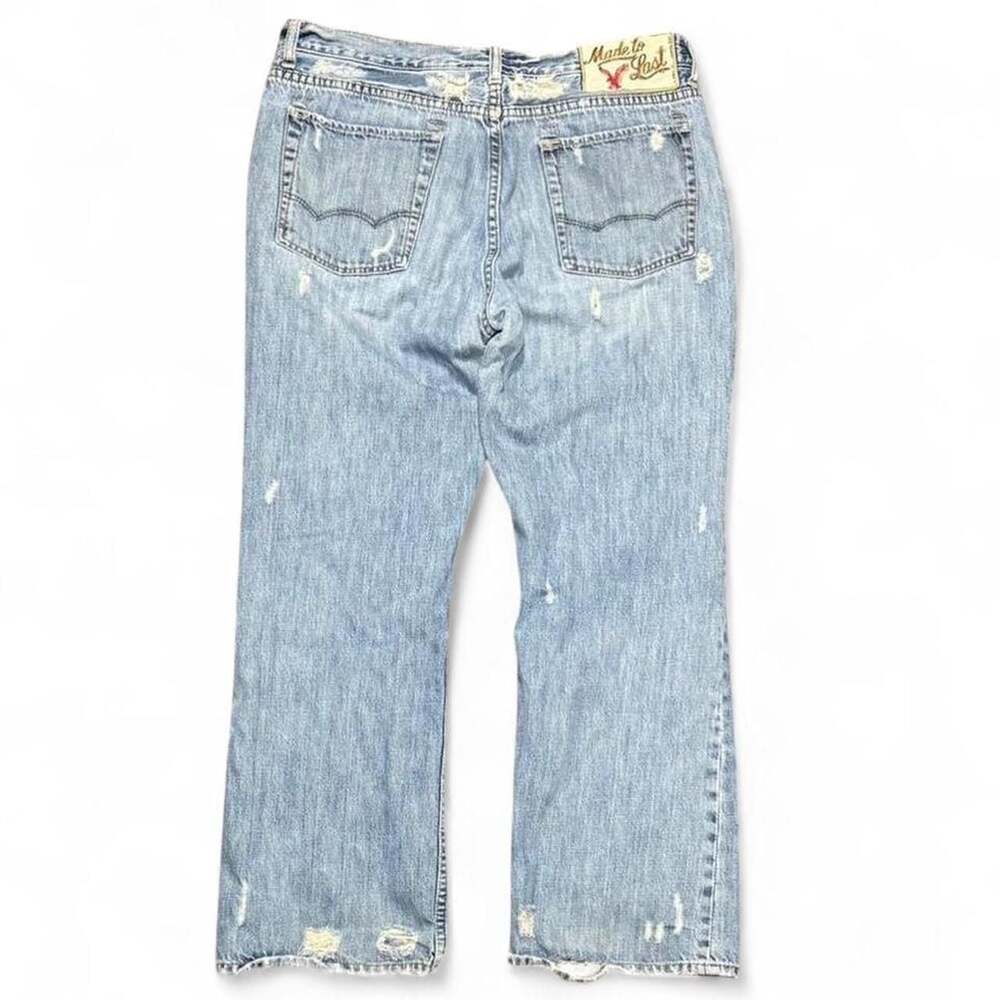 American Eagle Made to Last Distressed Low Rise Bootcut Jeans 34x30